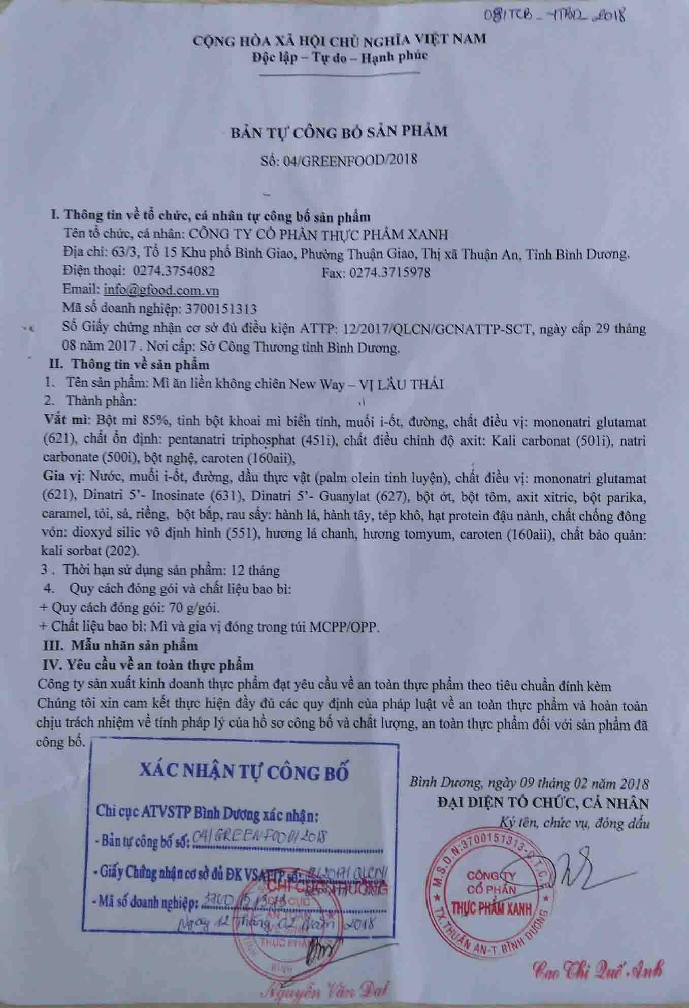 Bản công bố Lẩu Thái